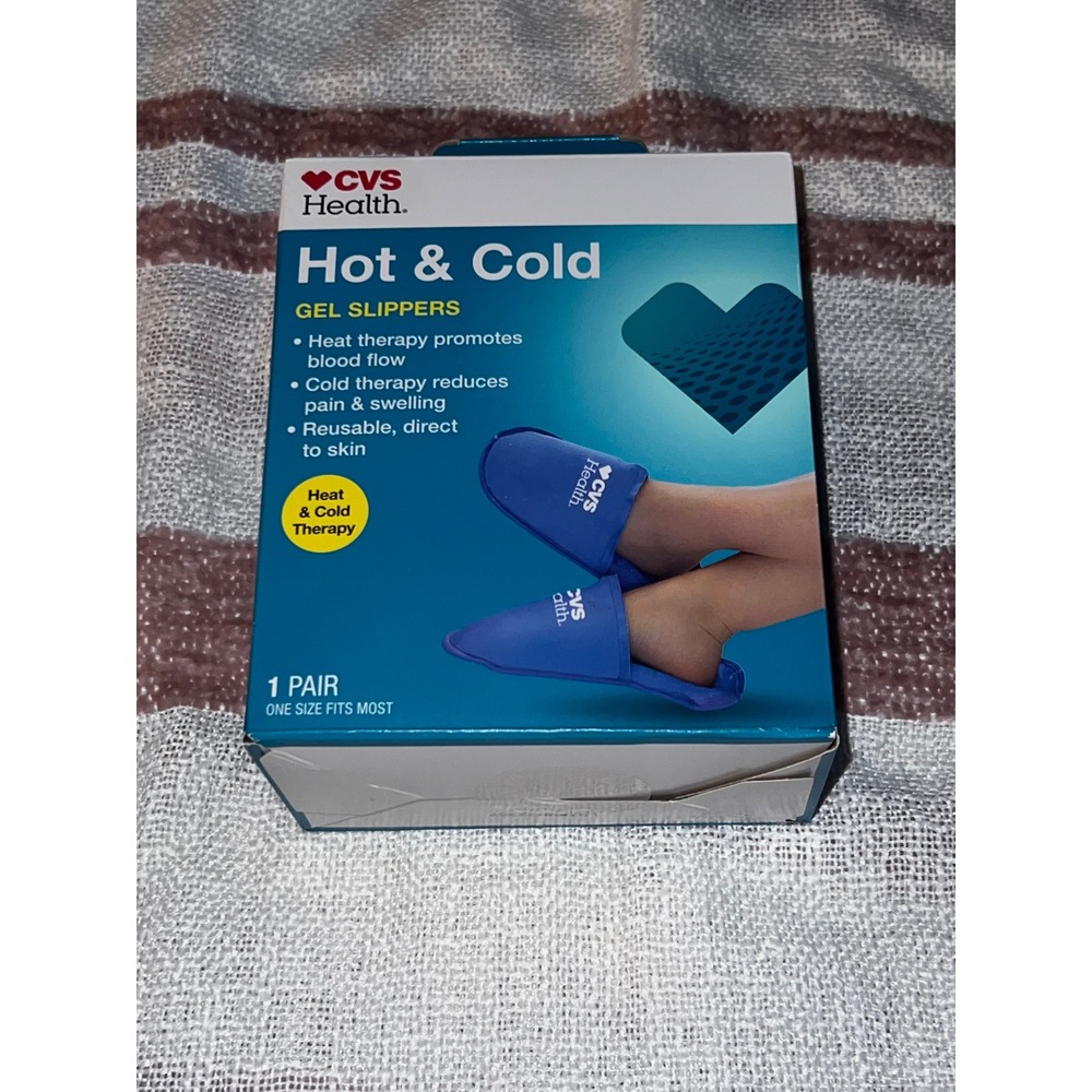 NEW CVS Health Hot & Cold Gel Slippers Blue One‎ Size Fits Most Reusable 1 Pair